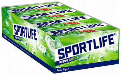 SPORTLIFE košļājamā gumija "Peppermint BB" (48x18g)