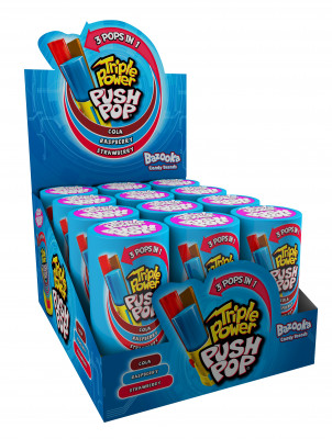 BAZOOKA Triple Power Push Pop karamele (12x34g)