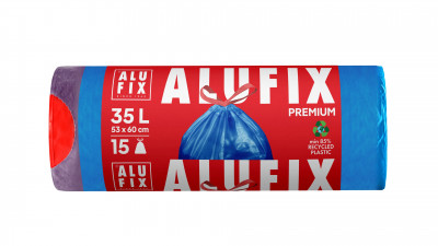 ALUFIX Atkrit.maisi aizvelk. LDPE 35L/15gab 53x60cm 26mkr zils