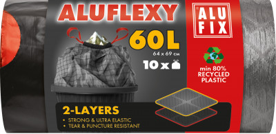 ALUFIX Atkrit.maisi aizvelk. FLEXY LDPE 60L/10gab 64x69cm 33mkr