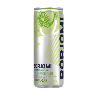 BORJOMI FLAVORED DEP gazēts ūdens ar Lime-Coriander aromātu (12x0,33L), CAN