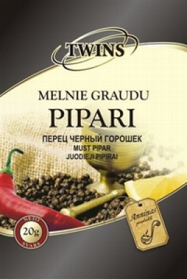 TWINS Pipari melnie, graudu (20x20g)
