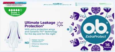 OB Higiēniskie tamponi ((24x5gb)x16gb) ExtraProtect Super Plus 16