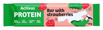 ACTIVUS Proteīna batoniņš ar zemenēm (12x40g)