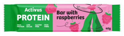 ACTIVUS Proteīna batoniņš ar avenēm (12x40g)