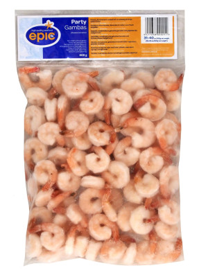 EPIC Tīģergarneles (Vannamei) vārītas, ar asti, b/g un b/č, 31/40, 800g, Indonēzija